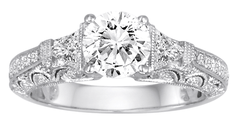 18K White Gold Vintage Inspired Engagement Ring - Diadori