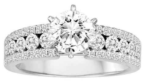 18K White Gold Channel Set Diamond Engagement Ring - Diadori