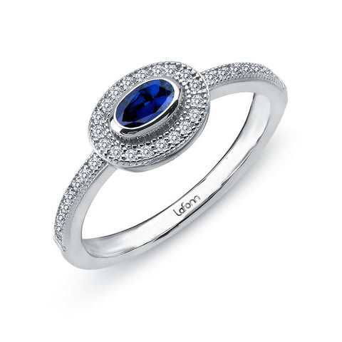 Blue Oval Halo Ring - Lafonn 9R002CSP