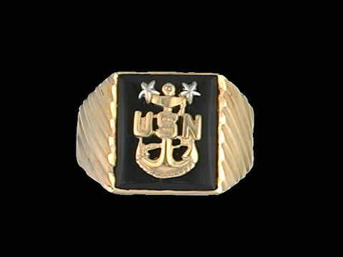14kt Master Chief Insignia Onyx Ring