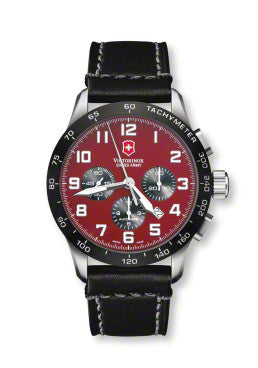 Airboss Mach 6 Black Leather Automatic Chronograph Red Dial Watch 24785