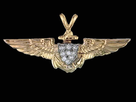 14kt Aviator Wing Pendant w/0.12 cttw Diamonds