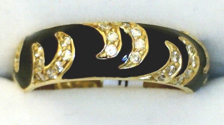 Black Enamel With Diamond Stripes Hidalgo Ring