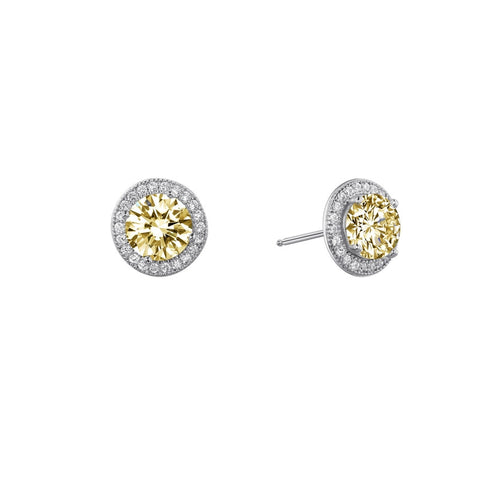 Round Yellow Center Halo Stud Earrings - Lafonn E0052CAP00